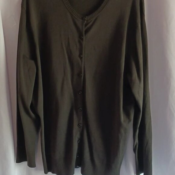 Josephine Chaus Womens Cardigan Sweater Button Up Moss Green Size 2  Large - Picture 2 of 6